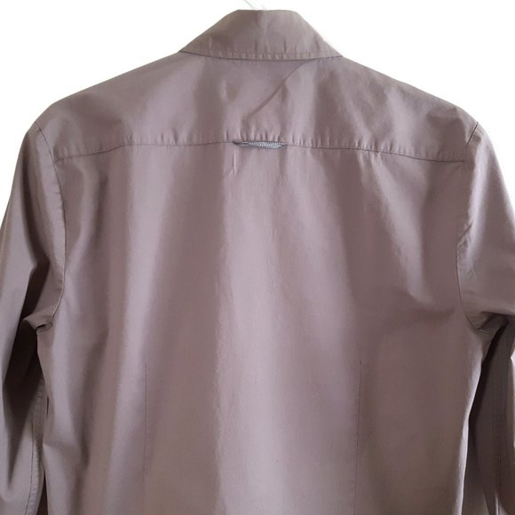 TOMSWARE Men's S Fitted Shirt Brown Button Pocket Long Sleeve Drop Tail Cotton - Picture 5 of 12